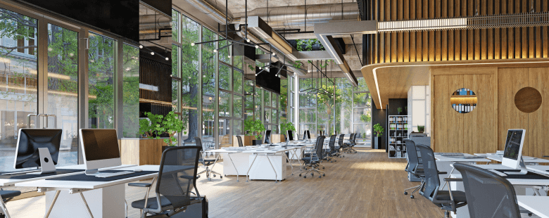 Green spaces and biophilic design —which integrates natural elements like plants, trees, and water features into office layouts—are being incorporated to enhance employee well-being and increase productivity.